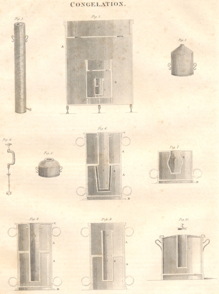 SCIENCE. Congelation. (Oxford Encyclopaedia) 1830 old antique print picture
